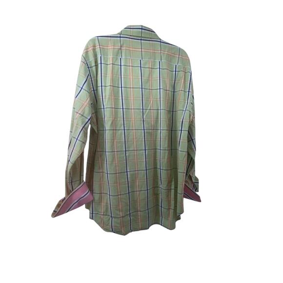 Robert Graham Green Blue Orange Cotton Plaid Button Up Shirt XL - Picture 5 of 10